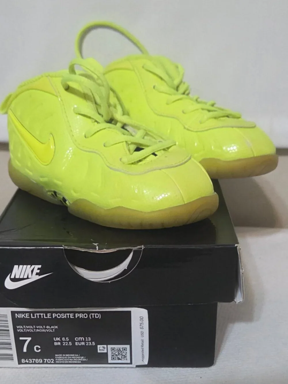 Nike Little Posite Pro TD Volt 843769-702 Size 7C